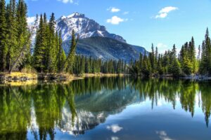 View of Cascade Mountain from Bow River in Banff National Park | Luxury Canada Holidays | The Ultimate Travel Company