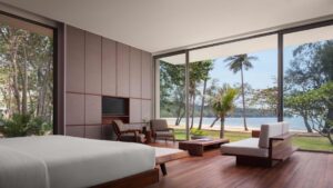 Koh Russey Villas & Resort | Cambodia | The villa bedroom with overlooking beach | The Ultimate Travel Company