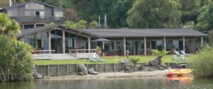 Front View and Lakeside of Koura Lodge, Rotorua | New Zealand Holidays | The Ultimate Travel Company