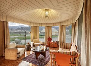Interior of the Presidential Suite Sitting Area in Chamba Camp Thiskey | India Holidays | The Ultimate Travel Company
