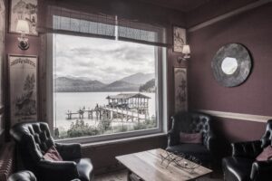 Sitting area at Las Balsas Gourmet Hotel and Spa, Las Balsas Bay, Villa la Angostura, Neuquen, Patagonia, Argentina