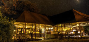 Meno A Kwena, Makgadikgadi Pans | Botswana | view of tent in night | The Ultimate Travel Company