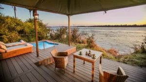 Old Drift Lodge, Victoria Falls | Zimbabwe| Front view of the balcony with pool | The Ultimate Travel Company