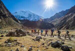 People Trekking Along the Salkantay Trek with the Mountain Lodges of Peru | Luxury Peru Holidays | The Ultimate Travel Company