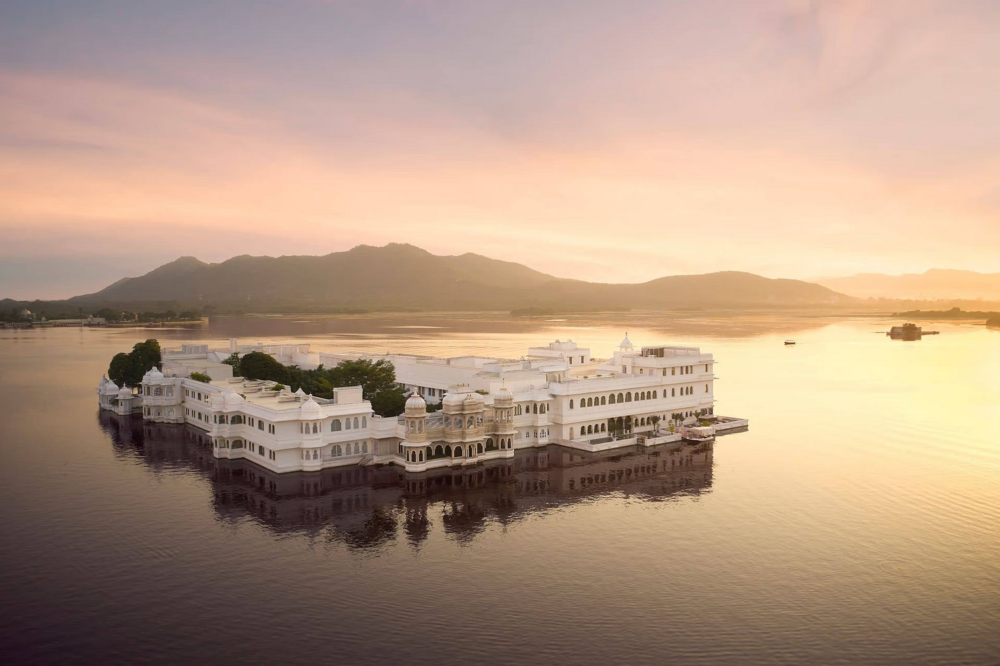 Aerial View of Taj Lake Palace on Lake Pichola in Udaipur | Luxury India Holidays | The Ultimate Travel Company