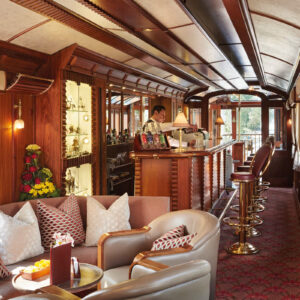 Bar on the Belmond Train Hiram Bingham Train to Macchu Picchu | Peru | The Ultimate Travel Company