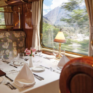 Restaurant on the Belmond Train | Hiram Bingham Train to Macchu Picchu | Peru | The Ultimate Travel Company