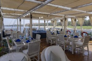 Dining Area on the Nile Cruise of Dahabiya Hadeel | Luxury Egypt Holidays | The Ultimate Travel Company