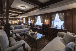 Indoor Lounge on the Dahabiya Hadeel, a Nile Cruise Boat | Luxury Egypt Holidays | The Ultimate Travel Company