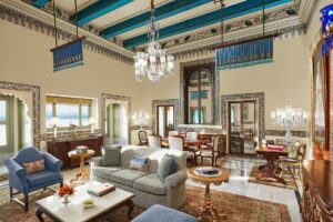 Living Room in a Grand Suite at Taj Lake Palace on Lake Pichola in Udaipur | Luxury India Holidays | The Ultimate Travel Company