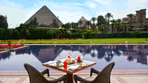 Marriott Mena House, Cairo | Egypt | dining table beside the pool | The Ultimate Travel Company