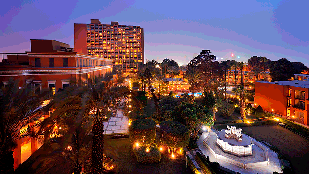 Cairo Marriott Hotel & Omar Khayyam Casino, Cairo Garden-overview-at-night-l