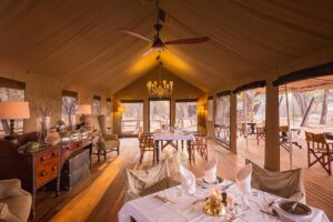 Verney’s Camp, Hwange National Park | Zimbabwe | dining area | Ultimate Travel Company
