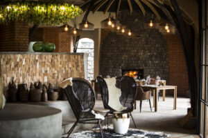 Bisate Lodge, Volcanoes National Park | Rwanda | living area | Ultimate Travel Company