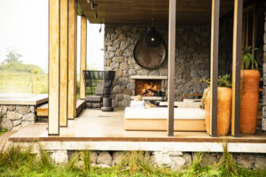 Singita Kwitonda Lodge, Volcanoes National Park | Rwanda | fire place | Ultimate Travel Company