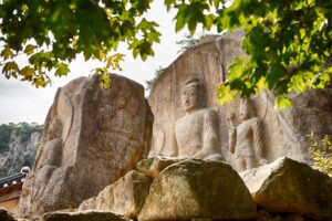 Rock Carved Buddhas at Chilburam Hermitage in Namsan Mountain in Gyeongju | Luxury South Korea Holidays | The Ultimate Travel Company