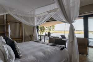 Bedroom View on River in a Luxury Suite at Sausage Tree Camp, Lower Zambezi | Zambia Holidays | The Ultimate Travel Company