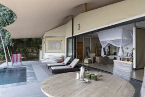 Exterior of a Luxury Suite from River with Plunge Pool at Sausage Tree Camp, Lower Zambezi | Zambia Holidays | The Ultimate Travel Company