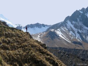 A Hiker in the Mountain Landscapes on the Salkantay Trek | Luxury Peru Holidays | The Ultimate Travel Company