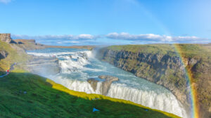 Amazing,Gullfoss,Waterfall,With,Rainbow,,Iceland