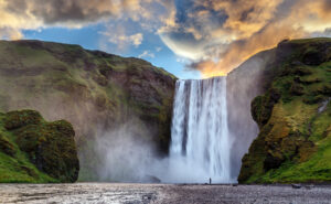 Majestic,Nature,Of,Iceland.,Impressively,View,On,Skogafoss,Waterfall,With