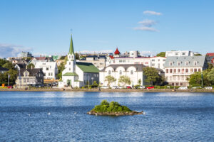 Reykjavik,Cityscape,Viewed,From,Across,The,Tjornin,Lake,In,The