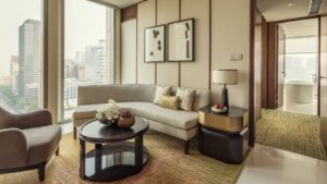 Living Area in a Bedroom at The Four Seasons Hotel Seoul | Luxury South Korea Holidays | The Ultimate Travel Company