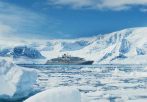 The Silver Endeavour, part of the Silversea Collection, in Wilhelmina Bay | Luxury Antarctica Cruises and Holidays | The Ultimate Travel Company