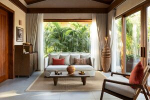 Living Area in a Nipa Pool Villa at Namia River Retreat in Hoi An | Luxury Vietnam Holidays | The Ultimate Travel Company