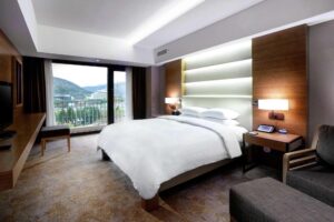 Bedroom at The Hilton Hotel in Gyeongju | Luxury South Korea Holidays | The Ultimate Travel Company
