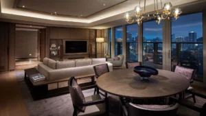 Suite Living Area at Signiel Busan at Night | Luxury South Korea Holidays | The Ultimate Travel Company