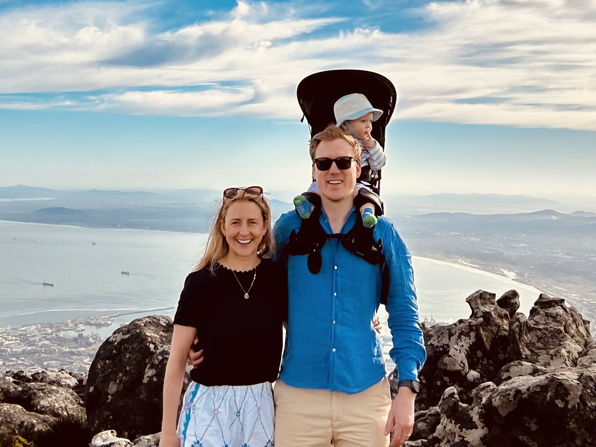 Family in front of the view from Table Mountain