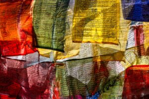 Prayer,Flags,On,A,Hill,Near,A,Transmission,Tower,In