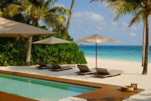 Pool shot view with Indian Ocean in the distance